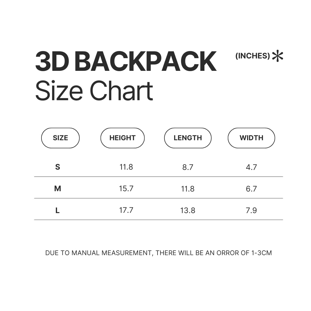 3D Backpack Size Chart - Lookism Merch