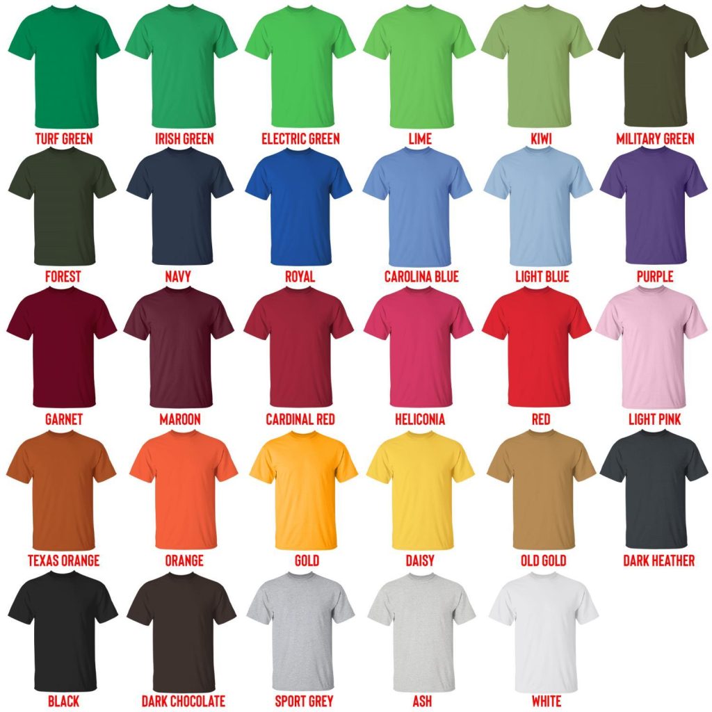 t shirt color chart - Lookism Merch