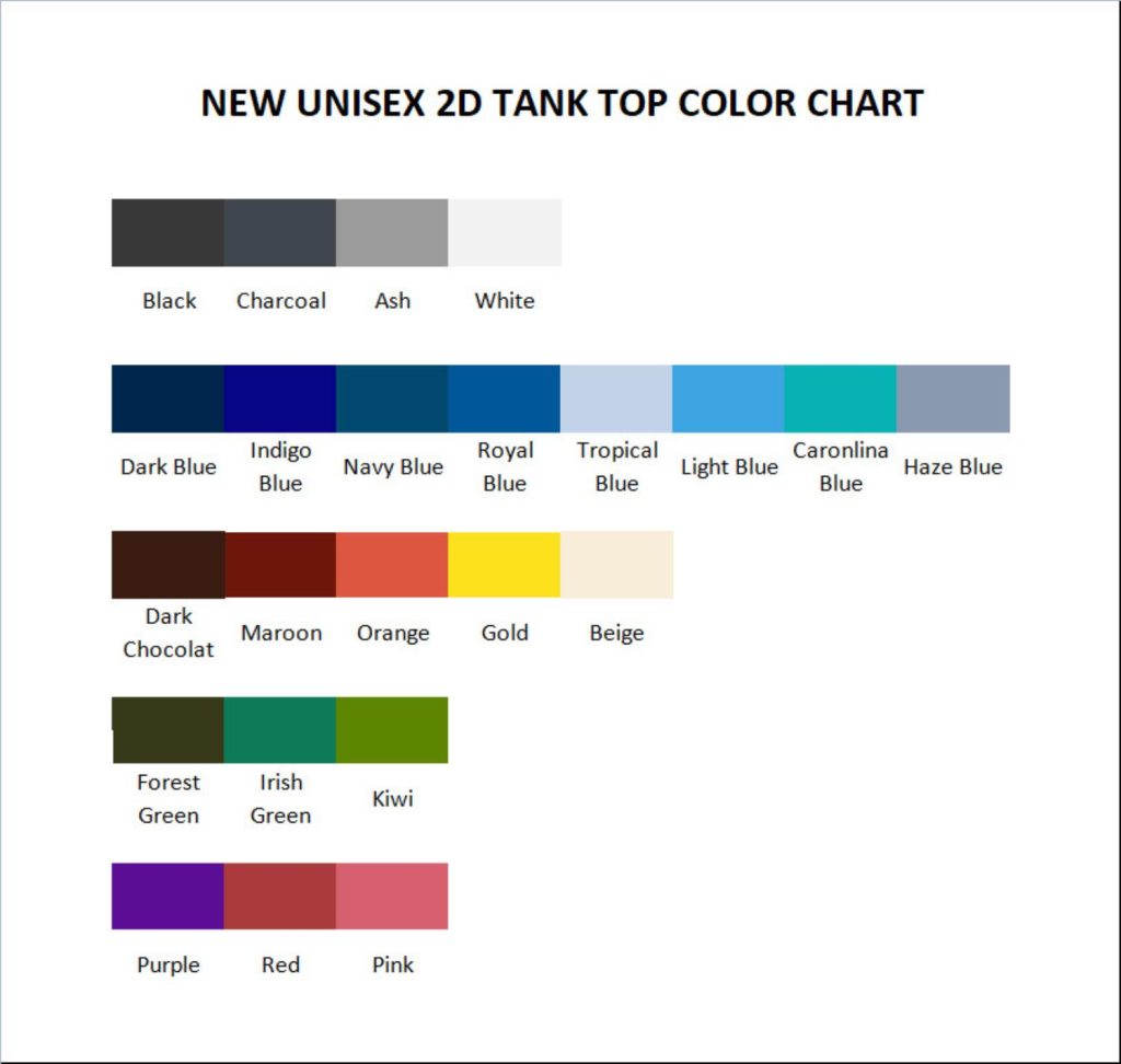 tank top color chart - Lookism Merch